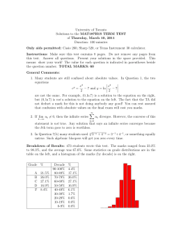 University of Toronto Solutions to the MAT187H1S TERM TEST of