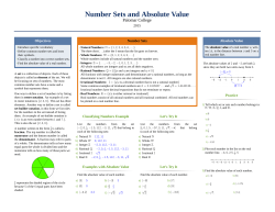 Number Sets and Absolute Value