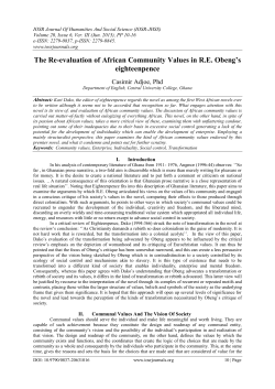 The Re-evaluation of African Community Values in R.E. Obeng`s