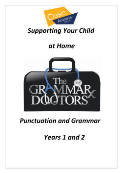 Grammar Support Booklet Yrs 1 and 2