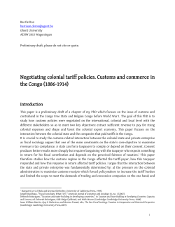 Negotiating colonial tariff policies. Customs and commerce in