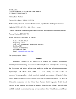 INSURANCE DEPARTMENT OF BANKING AND INSURANCE