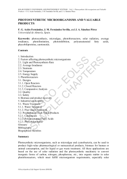 Photosynthetic Microorganisms and Valuable Products