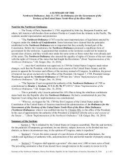 A SUMMARY OF THE Northwest Ordinance