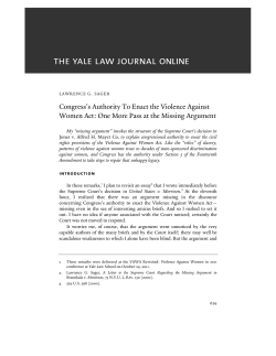 Congress`s Authority To Enact the Violence Against Women Act