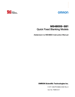 MS4800-SB1 Quick Fix Blanking Safety Light Curtains Operation