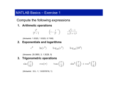 MATLAB Basics &ndash; Exercise 1 Compute the following expressions