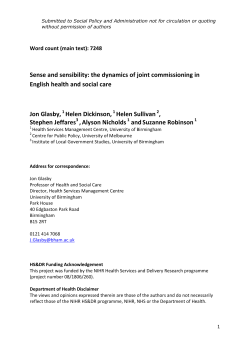 Sense and sensibility: the dynamics of joint commissioning in