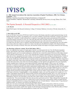 The Equine Stomach: A Personal Perspective (1963