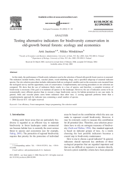 Testing alternative indicators for biodiversity conservation in old