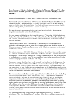 Press Summary: `Objective Confirmation of Subjective Measures of