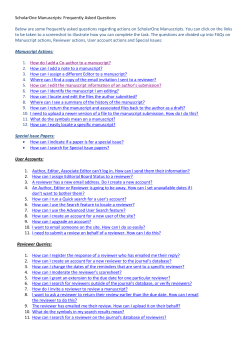 ScholarOne Manuscripts: Frequently Asked Questions Below are