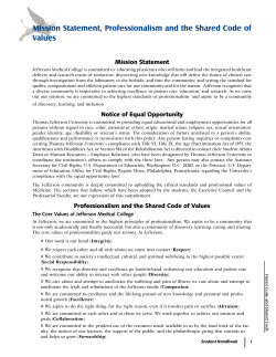 Mission Statement, Professionalism and the Shared Code of Values