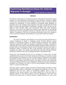 Examining Remittance Decay for Internal Migrants in Senegal