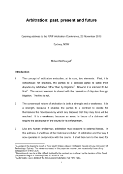 Arbitration: past, present and future