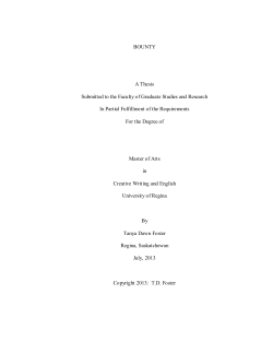 BOUNTY A Thesis Submitted to the Faculty of