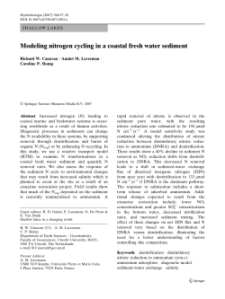 Modeling nitrogen cycling in a coastal fresh water sediment