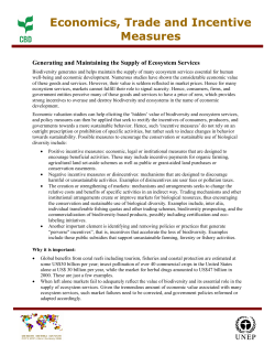 Economics, Trade and Incentive Measures
