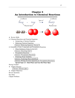 Chapter 4 – An Introduction to Chemical Reactions