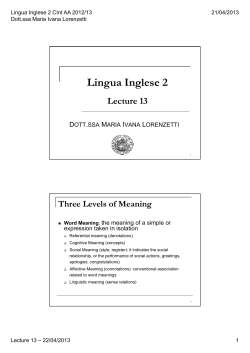 Lingua Inglese 2 Lecture 13