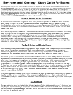 Environmental Geology - Study Guide for Exams