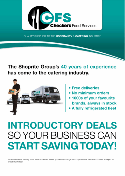 start saVing toDay! - Checkers Food Services
