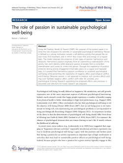 The role of passion in sustainable psychological well-being