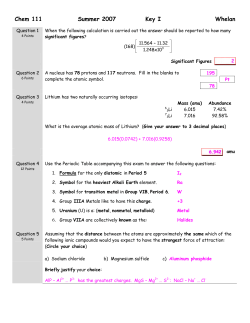 Chem 111 Summer 2007 Key I Whelan