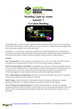 Shedding Light on Atoms Episode 7: Covalent Bonding