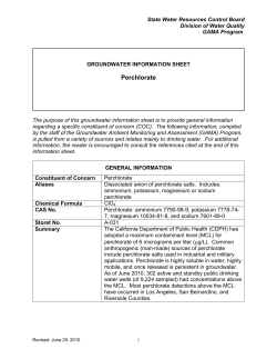 Groundwater Information Sheet: Perchlorate - CLU-IN