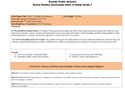 Roselle Public Schools Social Studies Curriculum Units of Study