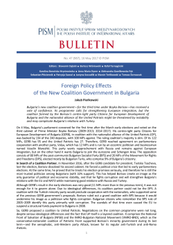 Foreign Policy Effects of the New Coalition Government in Bulgaria