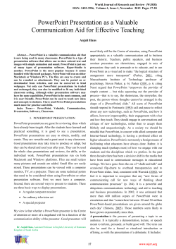 PowerPoint Presentation as a Valuable Communication Aid for