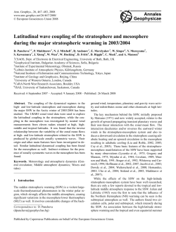 Latitudinal wave coupling of the stratosphere and mesosphere