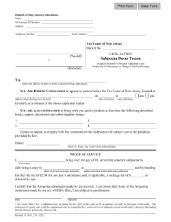 Subpoena Duces Tecum