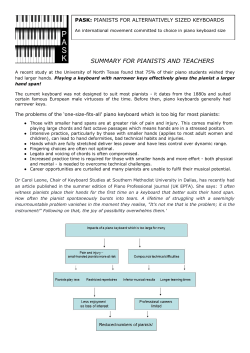 SUMMARY FOR PIANISTS AND TEACHERS