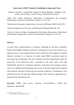 Open Source DSMC Chemistry Modelling for Hypersonic Flows