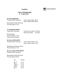Invitation FJÄLLTOPPHELGEN 6 – 9 april 2017