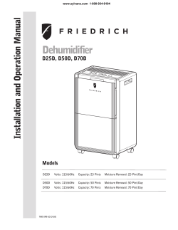 Friedrich D50D 50-Pint Dehumidifier Owner`s Manual | Sylvane
