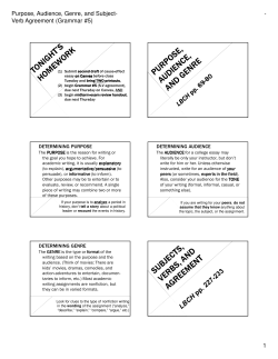 Purpose, Audience, Genre, and Subject