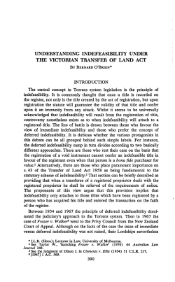 O`Brien, Bernard --- "Understanding Indefeasibility under the