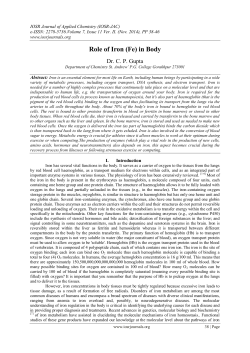Role of Iron (Fe) in Body