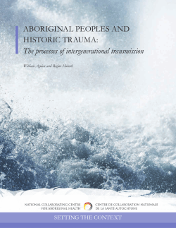 Aboriginal Peoples and Historic Trauma
