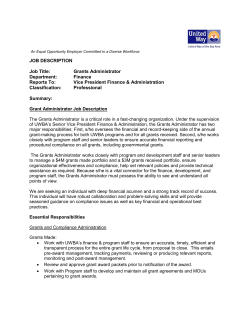 JOB DESCRIPTION Job Title: Grants Administrator Department