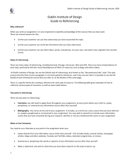Guide to Referencing and Citation