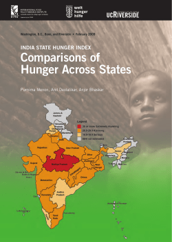 India State Hunger Index: Comparisons of Hunger Across States
