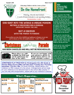 On the Homefront - Ponca City Christian Academy