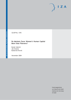 Do Markets Favor Women`s Human Capital More than Planners?
