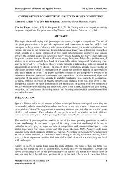 COPING WITH PRE-COMPETITIVE ANXIETY IN SPORTS