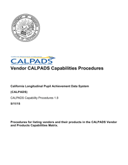 CALPADS Vendor Capabilities Procedures